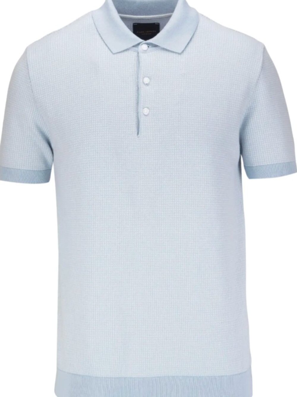 Guide London Light Blue 2 Tone Jacquard Knit Short Sleeve Polo
